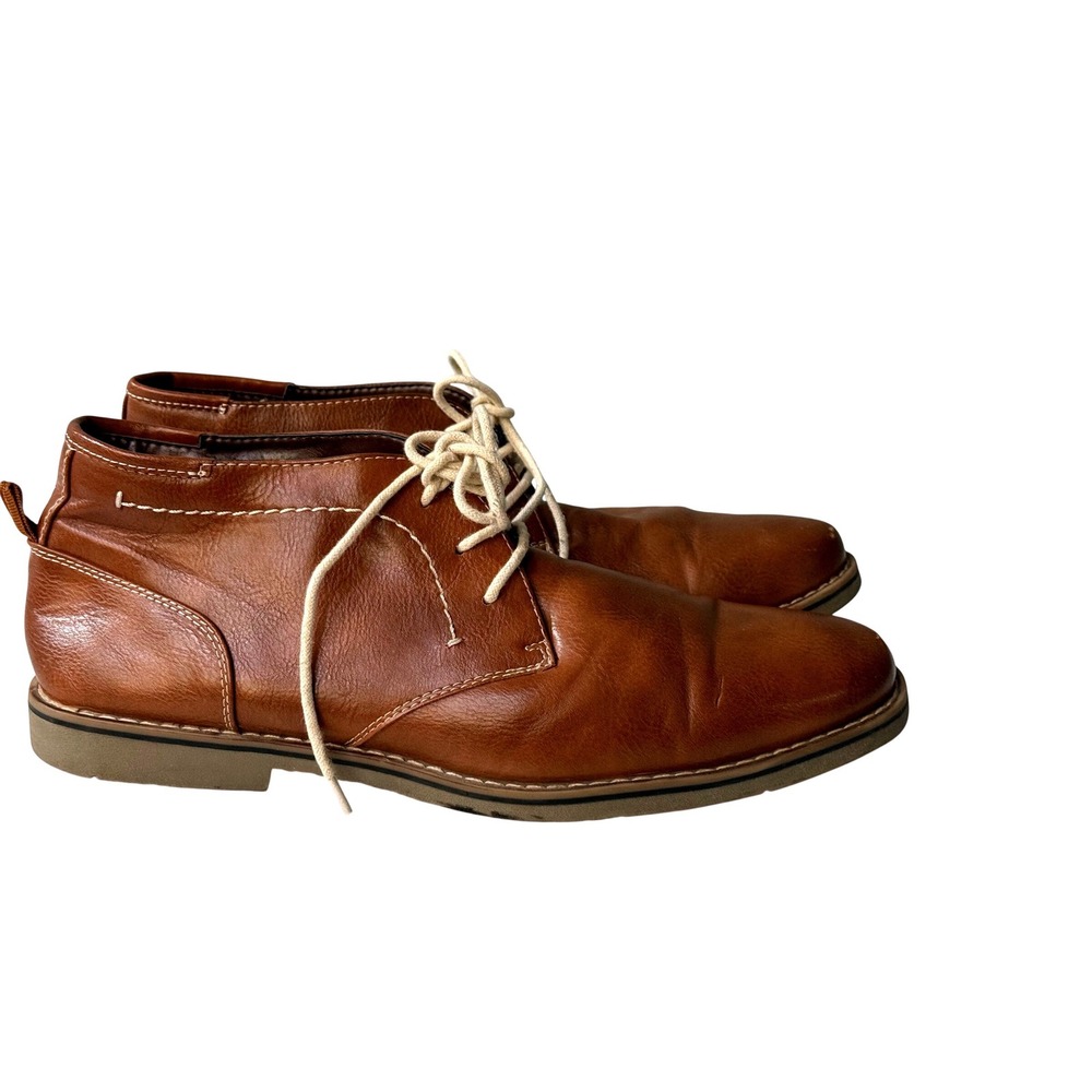 George Mens Cognac Faux Leather Chukka Boots Memory Foam 12 MNGE48AM063